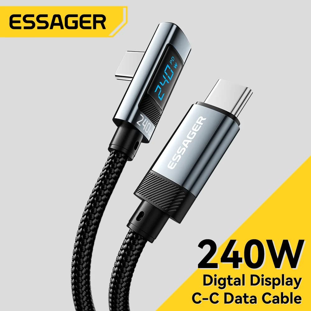USB-C na USB-C kabel, 240W, kutni konektor 90°