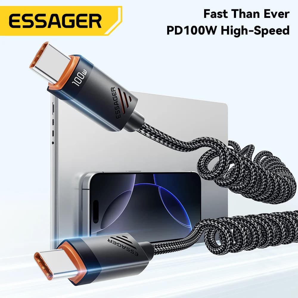 Uvijajući kabel za brzo punjenje USB-C na USB-C 100W