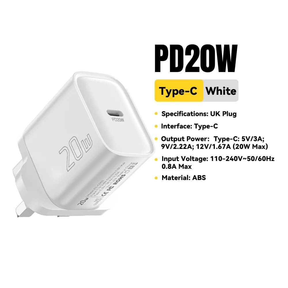 Mini zidni punjač USB-C PD, brzo punjenje, 20W