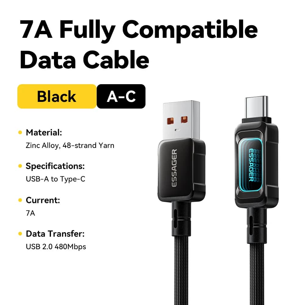 Kabel USB-C na USB-C s LED zaslonom, brzo punjenje, 100W
