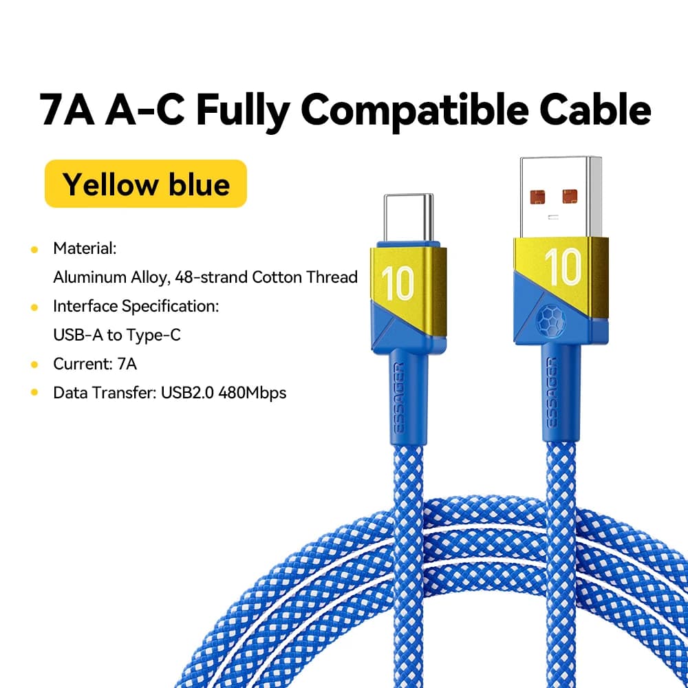 100W 7A USB-C kabel za super brzo punjenje Boje timova