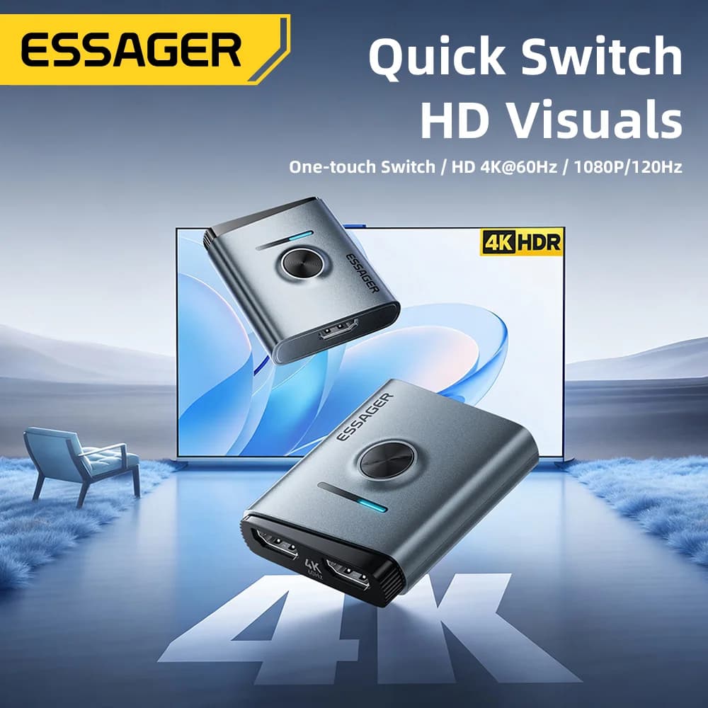 HDMI preklopnik 4K 60Hz 2-u-1 adapter razdjelnika signala