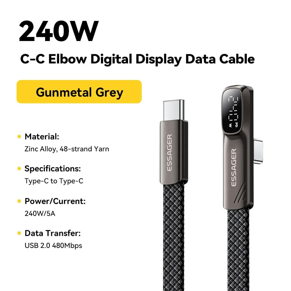 Kabel USB-C s kutnim konektorom 240W za brzo punjenje