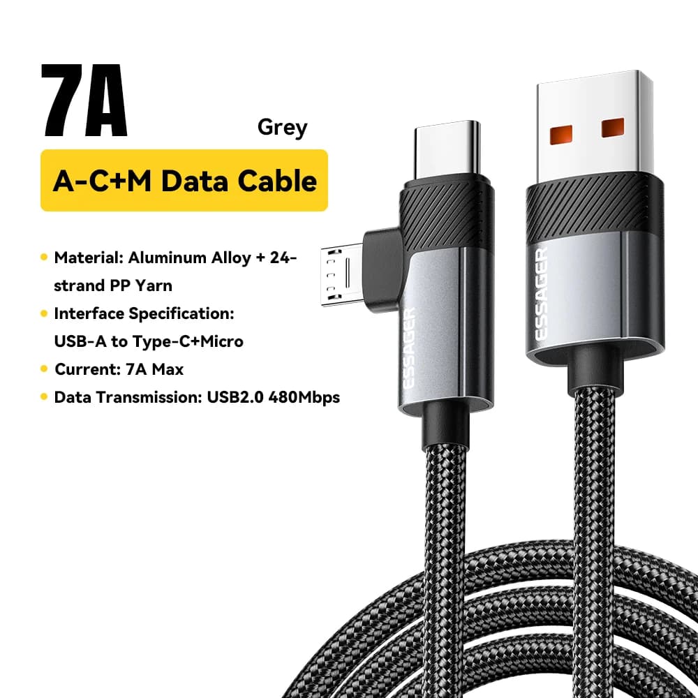 2-u-1 65W PD kabel za brzo punjenje Type-C/USB-A na Micro