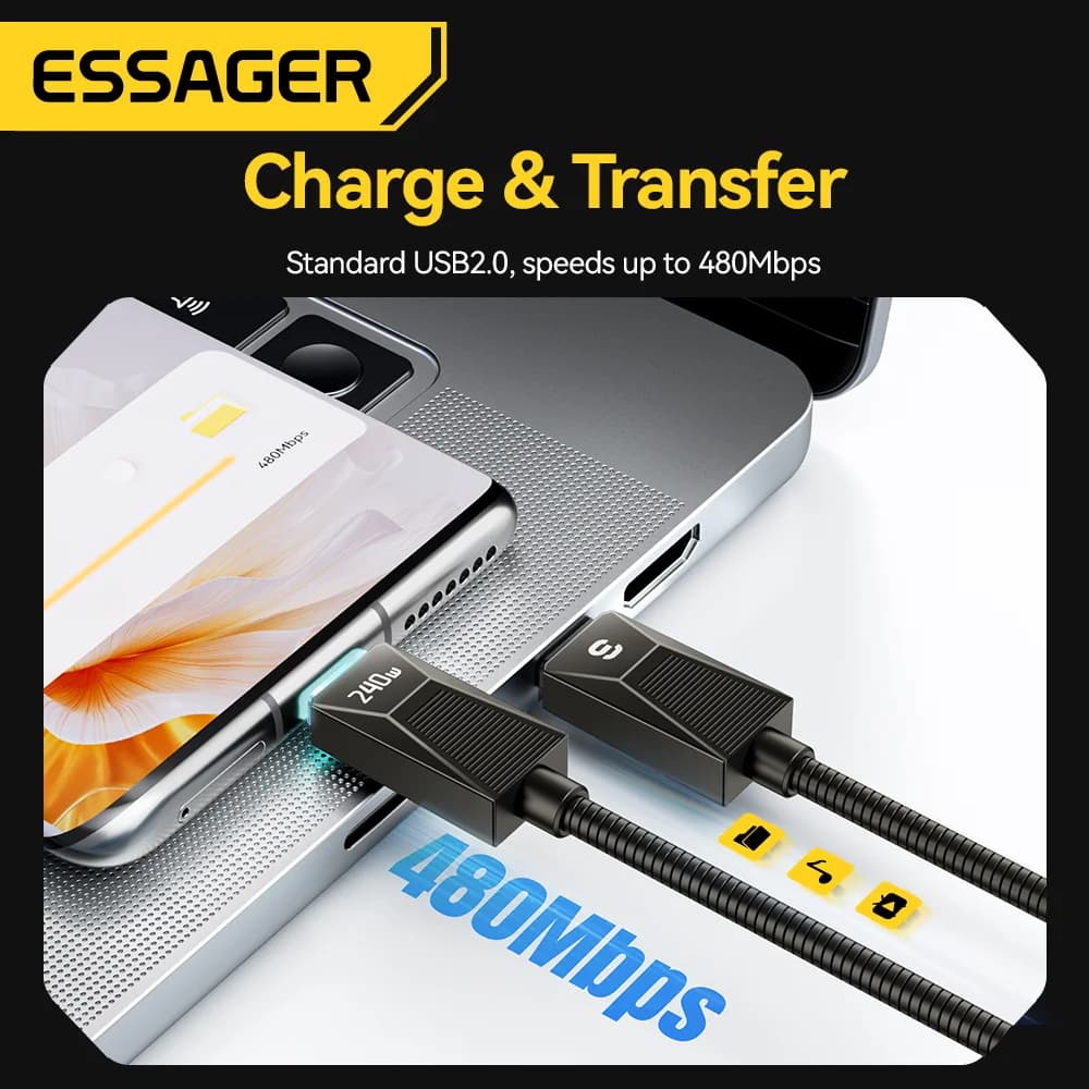 Kabel za brzo punjenje USB-C 240W od nehrđajućeg čelika