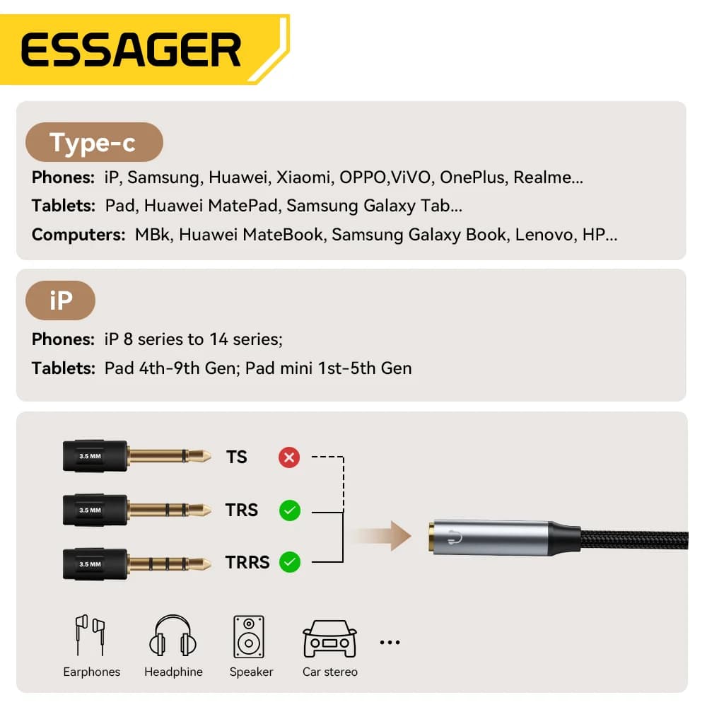 L-oblik USB-C na 3.5mm audio adapter