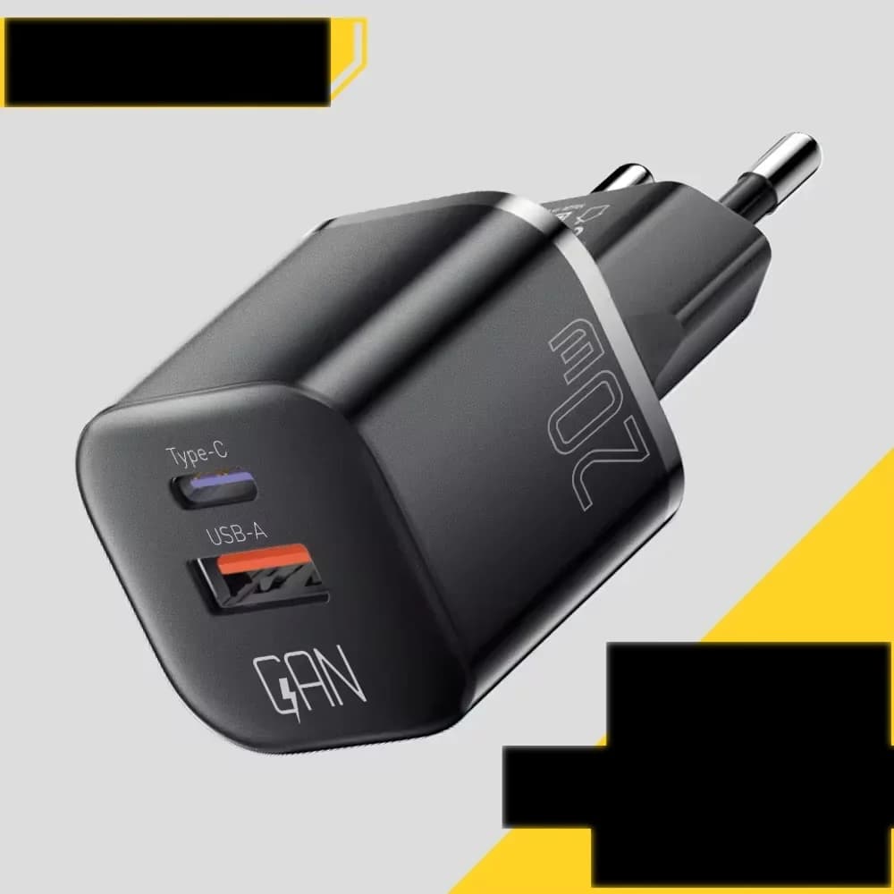 GaN zidni punjač USB-C PD, brzo punjenje, 20W