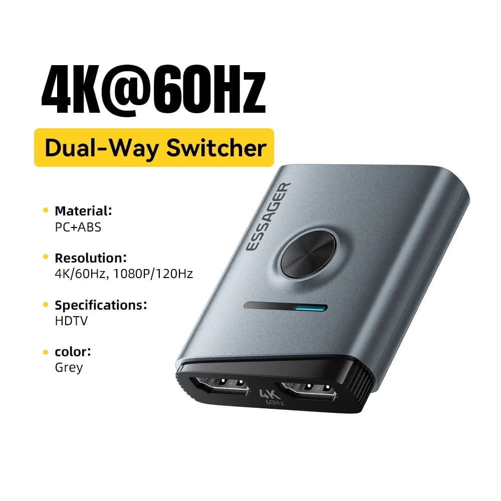 HDMI preklopnik 4K 60Hz 2-u-1 adapter razdjelnika signala